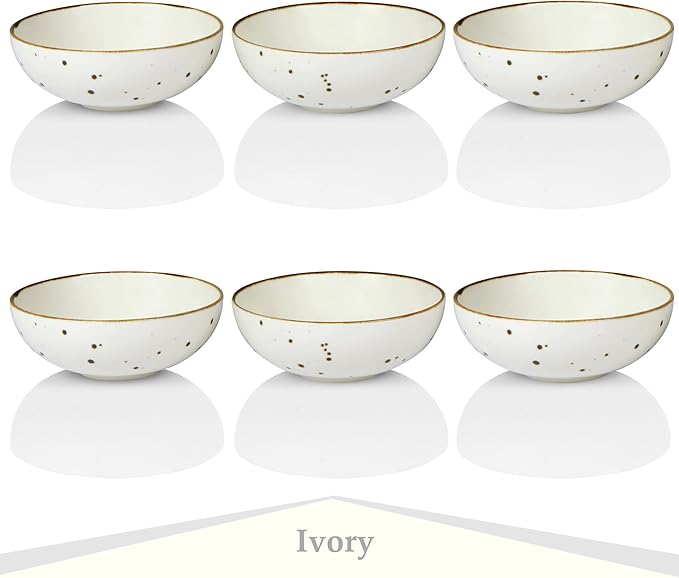 Esfour Round Porcelain Bowls - 18 Ounce - Set of 6 - Microwave, Oven, Dishwasher-Safe, Scratch Resistant, Porcelain Durable Small Dishes Bowls for Cereal, Salad, Pasta, Soup Dessert - Assorted Classic