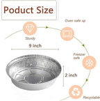 9" Round Aluminum Pans, 20 Pack Tin Foil Pans Disposable, Freezer & Oven Safe, Aluminum Tins for Baking,Storing,Cooking,Reheating,Roasting