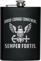 NAVY 8 oz Flask | Stainless Steel Hip Flask for Liquor – Matte Black, Great Gift Idea for Veterans | Navy 8oz Flasks