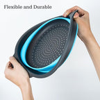 Collapsible Colander 3-Pack Set Space-Saving Foldable Kitchen Strainer with Non-Slip Base Durable Thickened PP+TPE Collapsible Strainers for Pasta, Vegetables, Fruits (Gray-Blue-Red-Green)