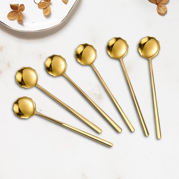 Creative spoons in multiple colors. They can be used to stir flower tea, coffee, and desserts. They're also great for decoration, collection, or as gifts. (auric color)