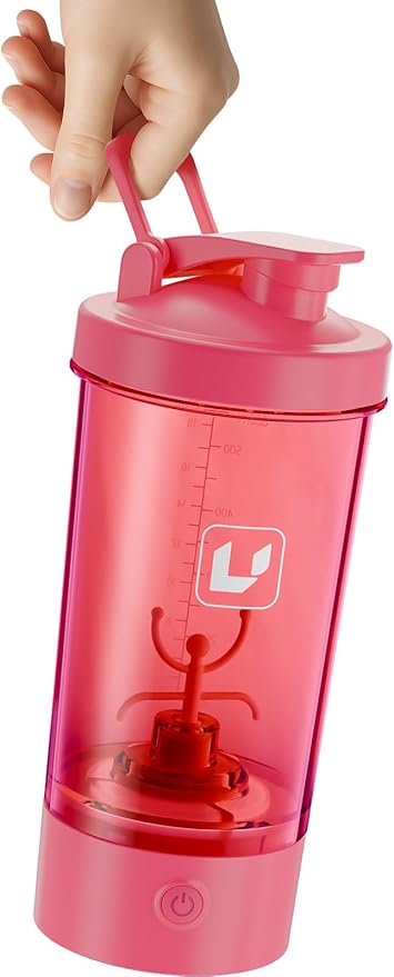 Electric Shaker Bottle USB C Rechargeable Protein Shaker Bottle Shaker cups for Protein Shakes Mixer with 24oz BPA Free Tritan Meal Replacement Shakes Made with Tritan Portable Blender Cup (Rosered)