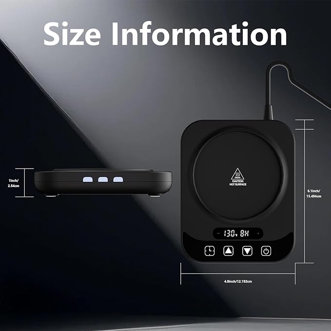 Mug Warmer with Smart Mug Warmer for Coffee/Tea, Auto Shut-Off, 9-Temp Settings & Timer, Candle Warmer Plate, Digital Touch Display
