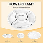 12.8" Serving Tray and Platters, Divided Serving Dishes, Serving Trays for Entertaining, Appetizer Serving Tray, 6 Removable Serving Dishes Set for Chips and Dip, Veggies, Candy and Snacks, White