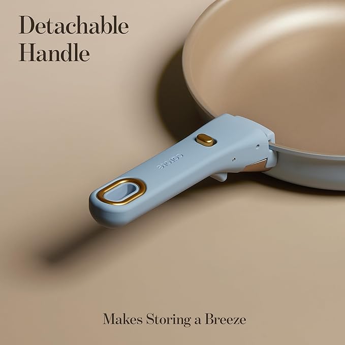 CAROTE 18Pcs Titanium Reinforced Nonstick Pots and Pans Set, Nonstick Cookware Set with Detachable Handle, Induction Kitchen Cookware Sets Removable Handles, Dishwasher Safe, Oven Safe, Blue