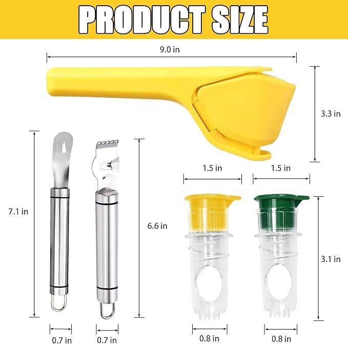 Lemon Squeezer, Effortless Manual Flat Lime Juicer Squeezer, Hand Citrus Press, Stainless Steel Orange Peeler Lemon Zester Grater, Easy to Make Juice From Lemon, Lime, Cirtus, Orange, Fruits（5 Pcs）