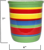 ACK Tuscany Colorful Rainbow, Hand Painted Ceramic Utensil Jar, 81739