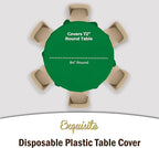 Exquisite Party Solids 12-Pack Premium Plastic Tablecloth 84in. Round Table Cover - Emerald Green