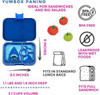 Yumbox Tapas Leakproof Bento Lunch Box Container (Monte Carlo Blue with Shark Tray) 4 Compartment Sandwich Friendly Tray. Pack Sandwiches, Wraps, Bagels and more.