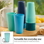 US Acrylic Newport 20 ounce Unbreakable Plastic Stackable Water Tumblers in 4 Coastal Colors | Set of 12 Drinking Cups | Reusable, BPA-free, Made in the USA, Top-rack Dishwasher and Microwave Safe
