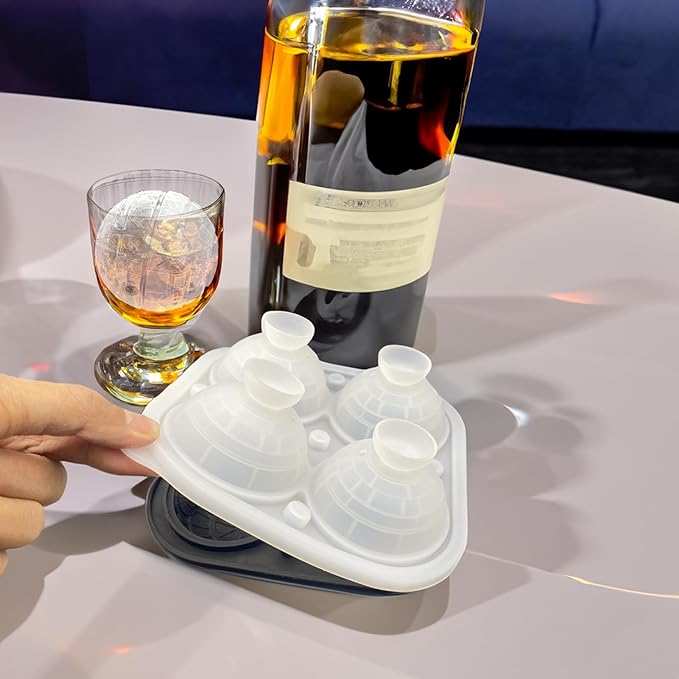 2.2" Sphere Ice Cube Molds Silicone 3D Big Ice Ball Maker Novelty Whiskey Ice Mold for Bourbon and Cola