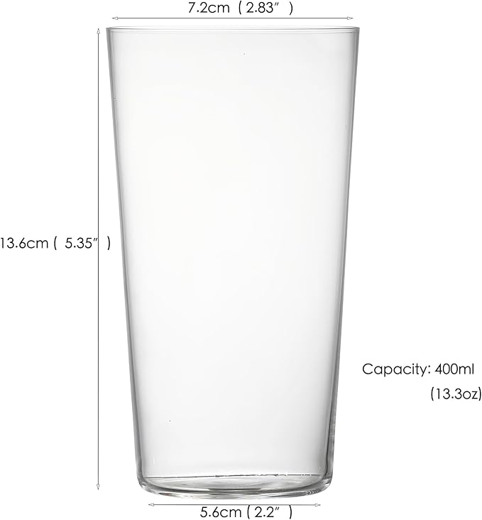 Drinking Glasses 13.3oz, Thin Collins Glasses Set of 6,Clear Tall Glass Cups For Water, Juice, Beer, Drinks, and Cocktails and Mixed Drinks (6pcs CollinsGlass 136mm)