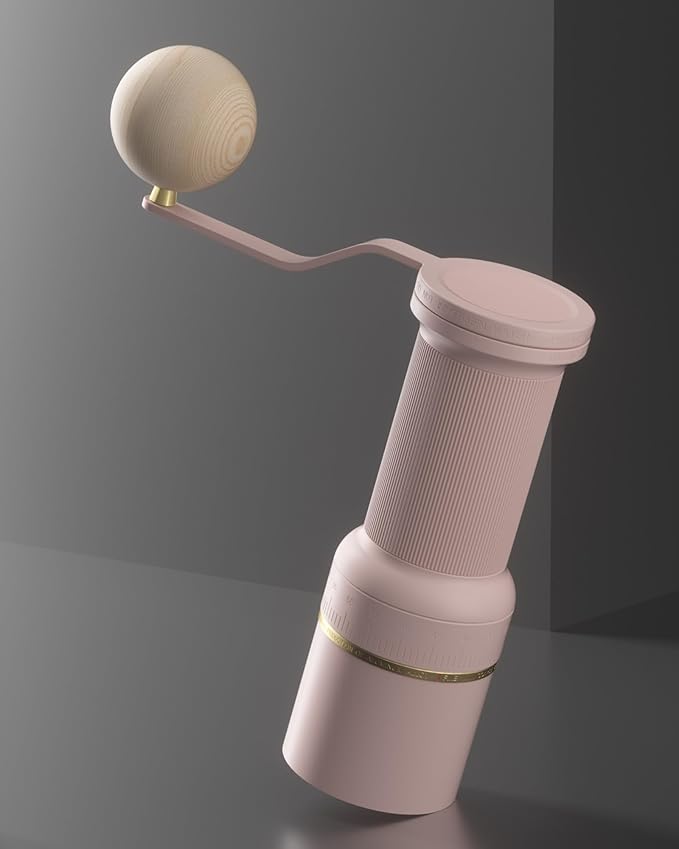 Cocinare ESSENCE GO B38 Ultra Manual Coffee Grinder – with Carrying Case Hand Grinder Capacity 30g, GhostEdge Ultra Burr & 80 Grind Settings, Perfect for Pour-over, Espresso, Cold Brew (Pink)