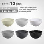 12 Pcs Unbreakable Cereal Bowls Set, 26 Oz Wheat Straw Bowls Set, Microwave & Dishwasher Safe Bowls for Kitchen, Reusable Plastic Bowls for Soup, Salad and Snack, BPA Free, Multicolor