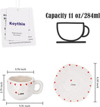 Koythin Ceramic Coffee Mug with Saucer Set, Cute Creative Love Heart Cup Unique Irregular Design for Office and Home, 10 oz/300 ml for Latte Tea Milk