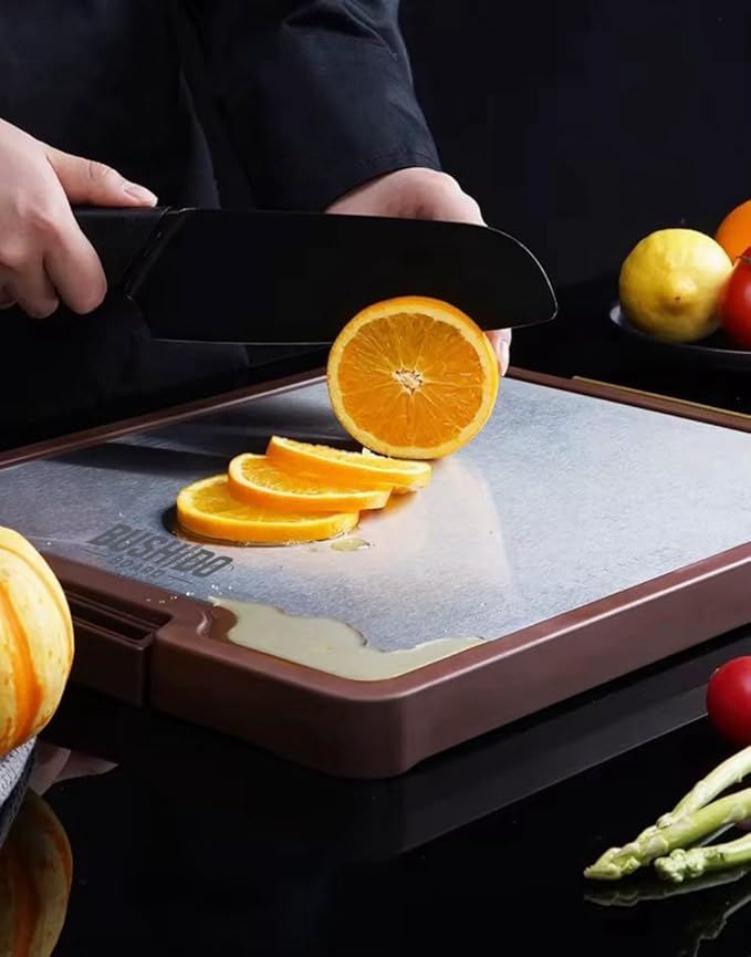 Titanium Cutting Board Double Sided, Wood Cutting Board for kitchen, GR1 Titanium & Walnut Wood Large Chopping Board for meat with Juice Groove for Meat & Veggies. 16.3”x11”x1”