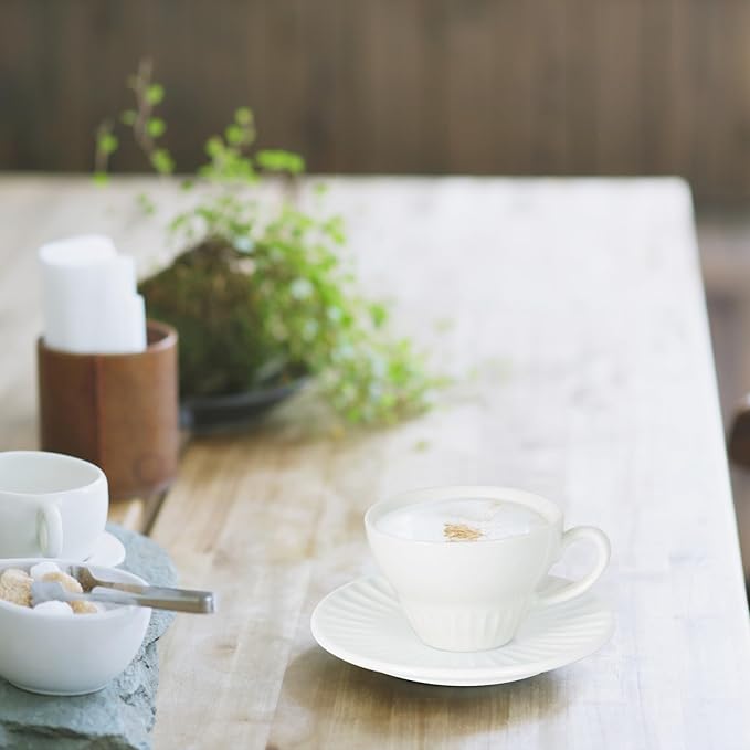 2 oz White Espresso Cups Set of 2, Ceramic Cappuccino Cups with Saucers, Durable Porcelain Tea Set & Modern Coffee Cup Collection, Coffee Lover Gifts