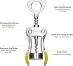 Beneno Wine Opener, Zinc Alloy Premium Wing Corkscrew with Multifunctional Bottles Opener, Sharp Wine Corkscrew with Ergonomic Non-Slip Wing Handle, Upgrade Green