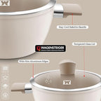 Aluminum Stock Pot with 7-Layered Ceramic Coating, Non-Stick Surface, Tempered Glass Lid, Dual Heat-Resistant Handles, PFOA, PFAS, Lead, Cadmium Free, All Cooktops 5.34L / 5.64Quarts