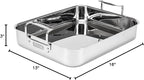 Viking 3-Ply Stainless Steel Roasting Pan with Non Stick Rack, 16 x 13 Inch Kitchen Cookware, Great for Turkey, Dishwasher and Oven Safe, Induction Ready, Silver