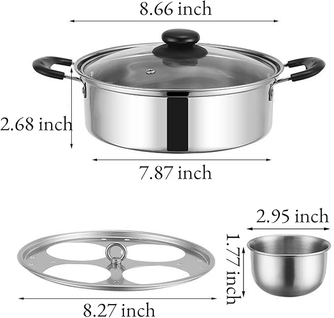 Egg Poacher Pan, Poached Egg Pan Stainless Steel Egg Pan with 4 Cups Egg Cooker Poached Egg Maker for Kitchen (without coating)