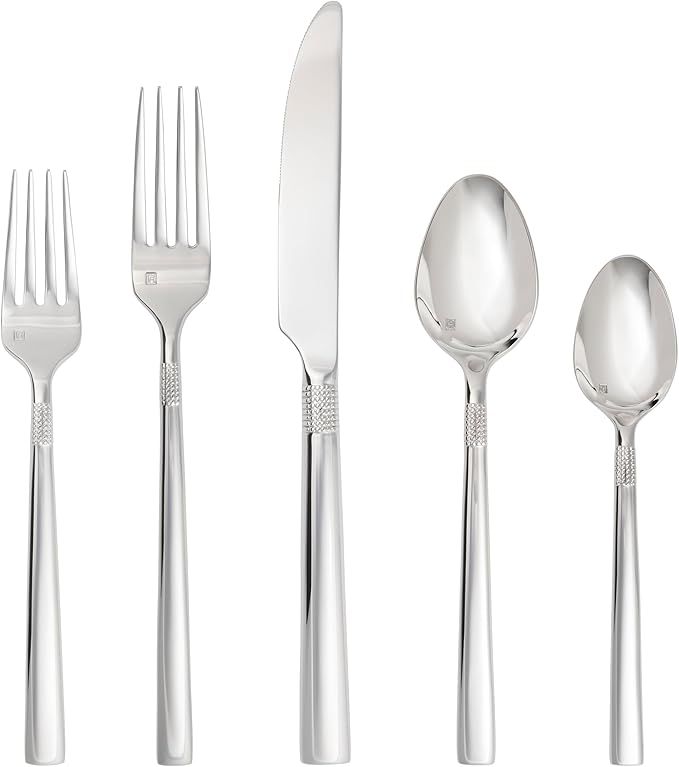 Fortessa Sonia 18/10 Stainless Steel, 20 Piece Flatware Set (Service for 4), Silver