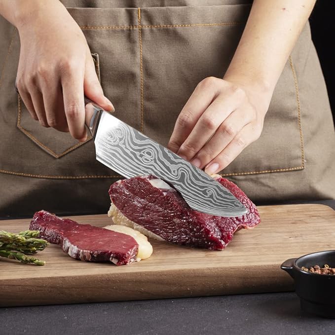 Chef Knife, Professional 8 Inch Kitchen Knife, High Carbon German Steel Ultra Sharp Knife with Ergonomic Handle, Japanese Chef's Knife Suit for Cooking & Cutting
