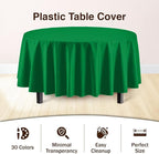 Exquisite Party Solids 12-Pack Premium Plastic Tablecloth 84in. Round Table Cover - Emerald Green