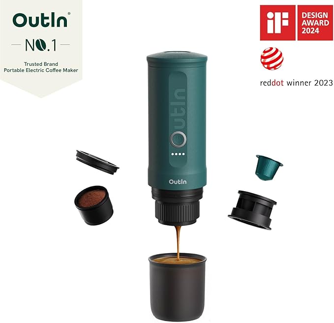 OutIn Nano Complete set Portable Espresso Machine with Double Shot Accessorries and Carry Bag