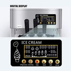 Commercial Soft Serve Ice Cream Machine 3 Flavor Ice Cream Maker Sorbet Frozen Yogurt Gelato LED Display Desktop Type 1200W 110V