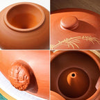 Ceramic Steam Cooker, Stew Pot Clay Casserole Zisha Steamer Ceramics Stovetop with Cover, Household Steam Pot for Chicken Soup, Vegetables and Corn or Cook Fitness Food,400ML