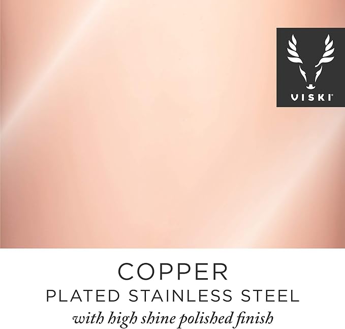 Viski Parisian Cocktail Shaker, Contoured High Shine Polished Stainless Steel with Built-In Cap and Strainer, Copper 25 Oz Set of 1