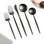 Homelux Theory 4 Sets of 5pc Matte Black 18/10 Stainless Steel Flatware, Stainless Steel Kitchen Utensils, Modern Utensils & Contemporary Flatware Set, Elegant Adaline Royal Forks Spoons Cutlery Set
