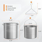 ROVSUN 36-Quart Stainless Steel Turkey Fryer & Seafood Boil Pot with Basket, Lid & Hook, Large Stock Pot for Outdoor Cooking of Turkey, Crawfish, Crab, Lobster & Shrimp