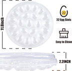 HANSGO Deviled Egg Containers with Lid, Portable Deviled Egg Platter Carrier Holder Trays with 22 Slots for Holiday Party and Home Kitchen, Clear