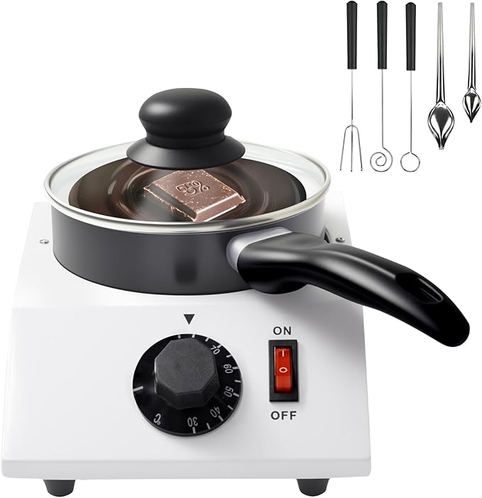 2026 Upgrade Chocolate Melting Machine, 1L Chocolate Melting Pot with Candy Dipping Tools,Electric Chocolate Tempering Machine for Chocolate,Candy,Butter Making Warming Coffee Milk Wine (40W, 110V)