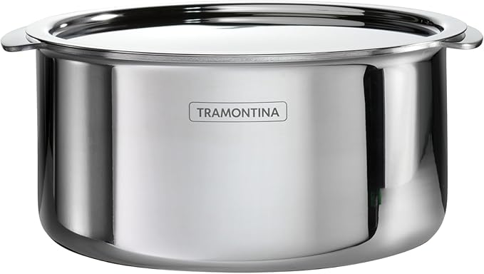Tramontina Utsava 2.4-Quart Tri-Ply Clad Stainless Steel Tope with Lid, Patila Pot for Indian Cooking