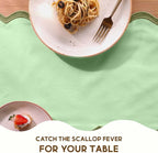 Folkulture Table Runner | Table Runners 90 inches Long | Scallop Table Runner for Farmhouse Decor or Boho Decor | Sage Green Table Runners for Dining Room Table Decor | Pastel Party Decorations