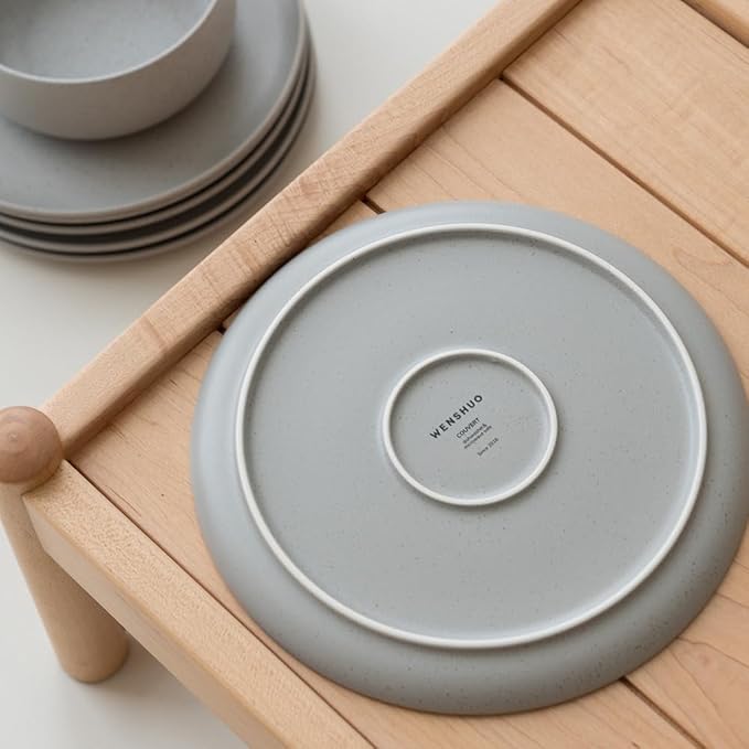 WENSHUO Dinner Plates Set of 6, Chip and Scratch Resistant (Sandstone Gray, 10.5 Inch)