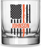 Blue Ridge Mountain Gifts - Thin Orange Line Whiskey Glass - Personalized Search and Rescue Glass, SAR Appreciation, Rescue Workers Gift, Custom Correction Officer Barware, EMS Support Glassware