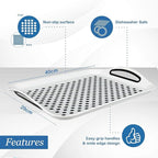Food Trays for Eating on Couch - 2 Pack - Non Slip Dinner Trays for Eating Set of 2 Non Slip Serving Tray and Food Tray with Handles (White)