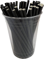 2,000 Count | Kingseal FSC Certified Paper Cocktail Straws, Stirrers, Unwrapped, 5.75 Inch Length x 6mm Diameter, BLACK, "Jumbo" Size, Biodegradable, Earth Friendly, Bulk Pack - 4 Boxes x 500