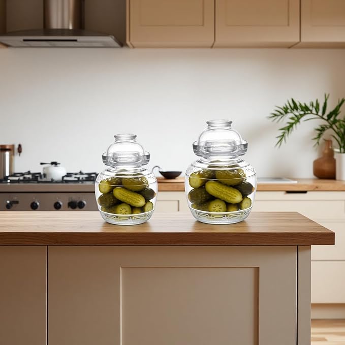 Glass Jar with Lid Pickle Jar, 1.5L Wide Mouth Fermentation Jar Crock for Pickles Kimchi, Sauerkraut, Kombuch Vegetables Paocai Jar Pot, Thickning