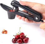 2 Packs Cherry Pitter Tools, Cherry Seed Core Remover Olives Pitter Tool, Stainless Steel Cherries Corer with Space-Saving Lock Design (Black & Green)