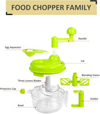 Cambom Manual Vegetable Cutter Food Processor 8 in 1 - Chopper, Mixer, Blender, Whipper, Egg Separator, Mincer, Grinder, Dicer with Clear Container 1200ml BPA Free