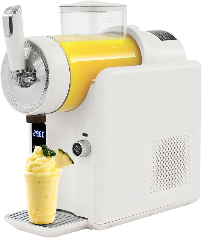 5 Preset Slushie Machine & Ice Cream Maker, 185W Commercial Slushie Maker for Ice Cream, Milkshakes & Cocktails, 61oz Capacity Slushy Machine with LED Display (Beige, 1.8L)