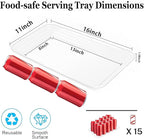 SUT 4-Pack Clear Serving Trays for Entertaining, 16" x 11" Serving Platters for Snacks, Fruit, Cookies, Dessert, Reusable Plastic Trays for Serving Food and Party Organization in Kitchen &for Parties