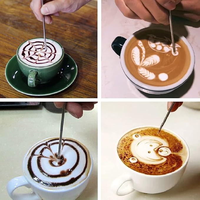 CAMKYDE Stainless Steel Milk Frothing Pitcher 32 oz, Espresso Steaming Pitcher with Decorating Pen for Espresso Machines, Cappuccino, Latte Art (Silver)