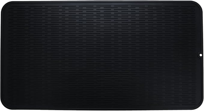 Silicone Dish Drying Mat for Multiple Usage,Easy clean,Eco-friendly,Heat-resistant Silicone Mat for Kitchen Counter or Sink,Refrigerator or Drawer Liner Black 4XL 32 inches x 18 inches