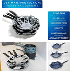 Dual-Use Silicone Pan Protectors for Stacking & Trivets for Hot Dishes | Silicone Trivet Mat | Perfect Pot and Pan Protectors for Stacking | Cookware Protectors for Stacking (6PCS-WHT/Grey)